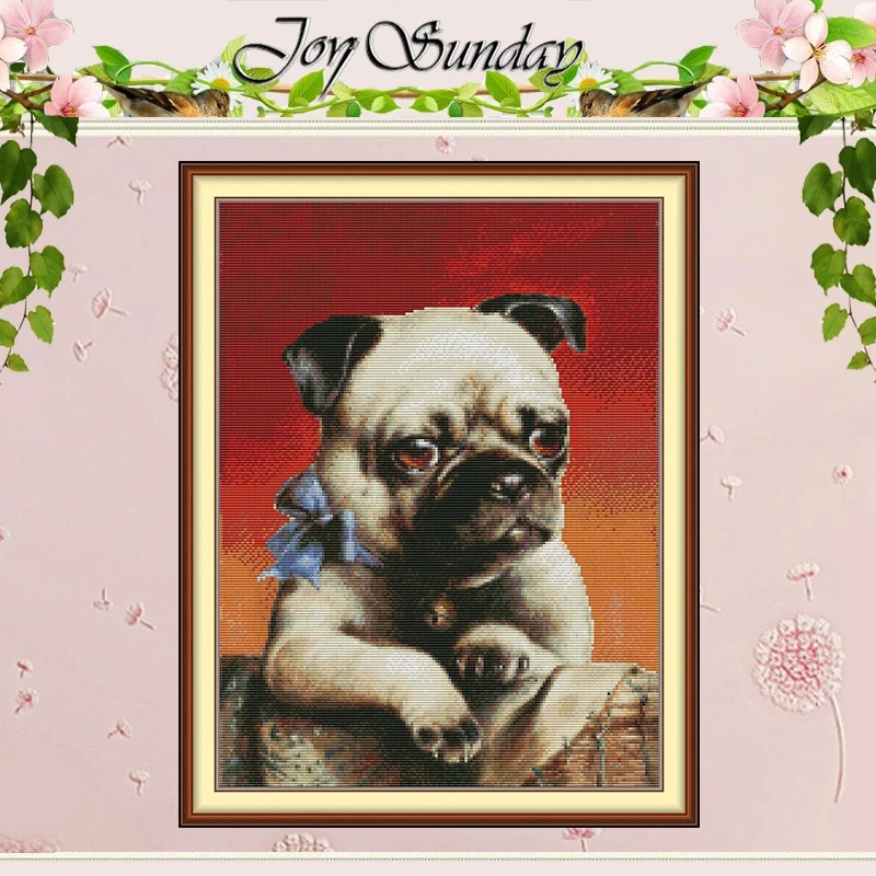 

Pug Animals Patterns Counted Cross Stitch Set DIY 11CT 14CT 16CT HD Stamped DMC Cross-stitch Kit Embroidery Needlework Crafts