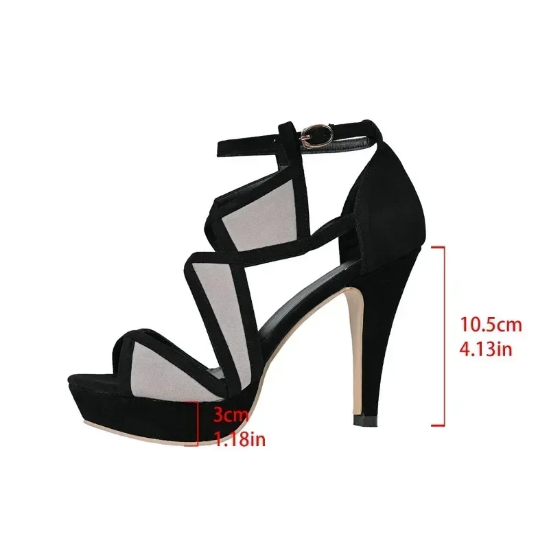 Sandalias de tacón alto con plataforma de verano para mujer, Sandalias con punta abierta de colores combinados a la moda, zapatos de fiesta de tacón fino para mujer, Sandalias para mujer