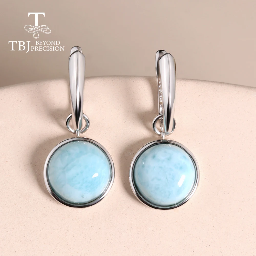 

Natural Larimar Round 12.0mm gemstone Women's Earrings 925 silver fashion fine jewelry for daily wear