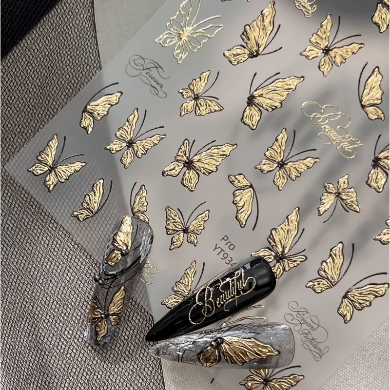 Delicate Sketch Butterfly Aesthetic Agile Graceful Hollow Wing Insect Self Adhesive Nail Charms Tips Art Sticker Manicure Decals