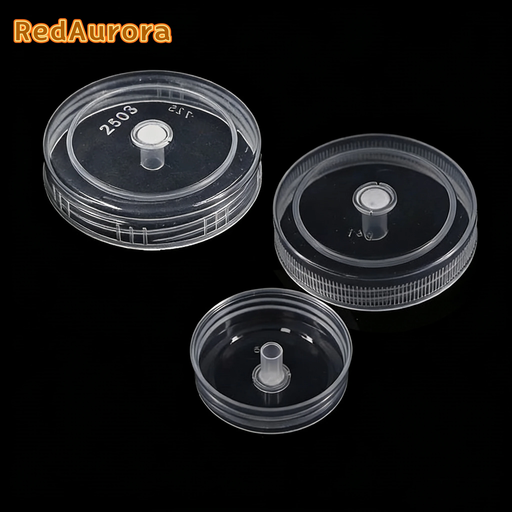 50pcs Set Glass Tissue Culture Bottle Lid PP High Transparency Breathable Membrane Laboratory Plant Combination