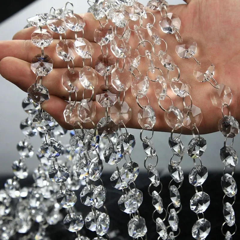 

30Pcs/Lot 14mm Acrylic Beaded Wedding Road Lead Accessories Crystal Octagonal Beads Curtain Chain DIY Garland Pendant Decoration