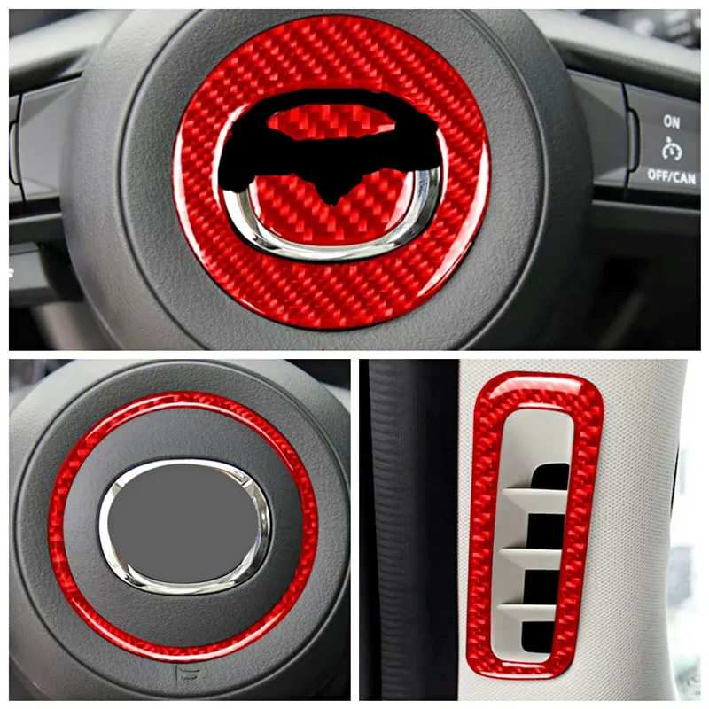 Red Carbon Fiber Stickers Car Interior Decorative Cover Trim Strips Decal For Mazda CX-5 2017 Car Styling Decoration Accessories