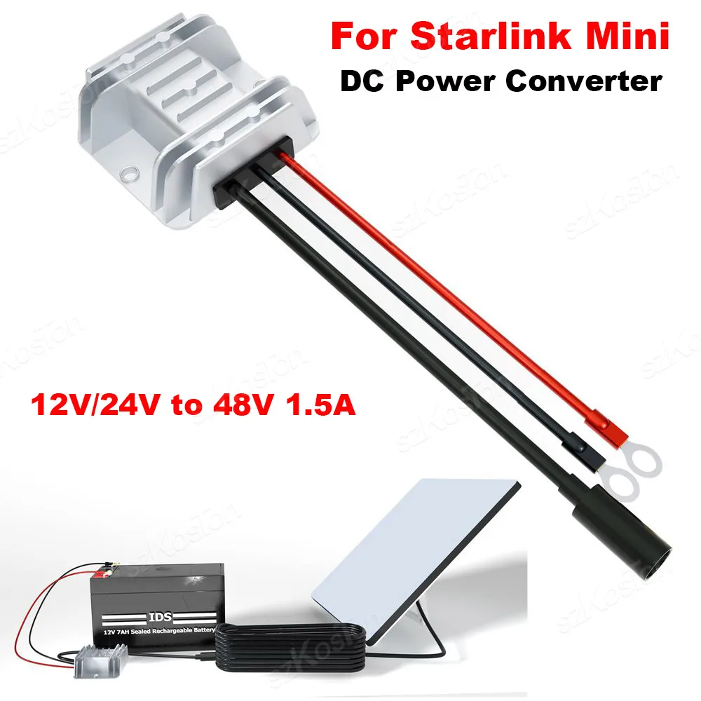 For Starlink Mini DC Power Converter Booster 12V/24V to 48V 1.5A Step Up Power Cable For StarLink Mini  Travel Camping Accessory