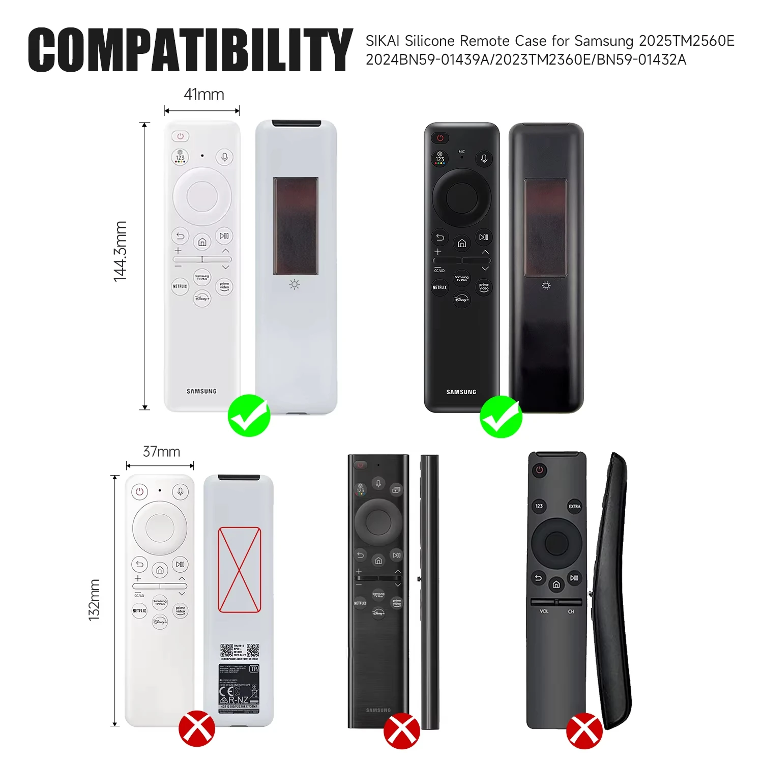 Sikai Silicone Case for Samsung SolarCell Smart TV Remote with Lanyard for 2025TM2560E 2024BN59-01439A 2023TM2360E BN59-01432A