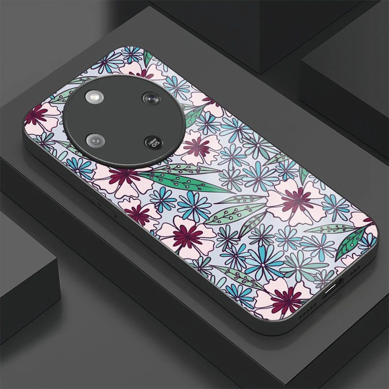 

Чехол для телефона Huawei Honor X7c X6C X5x Plus X9 X8 X9d X9c Smart X9b, модный противоударный чехол из закаленного стекла с цветочным узором