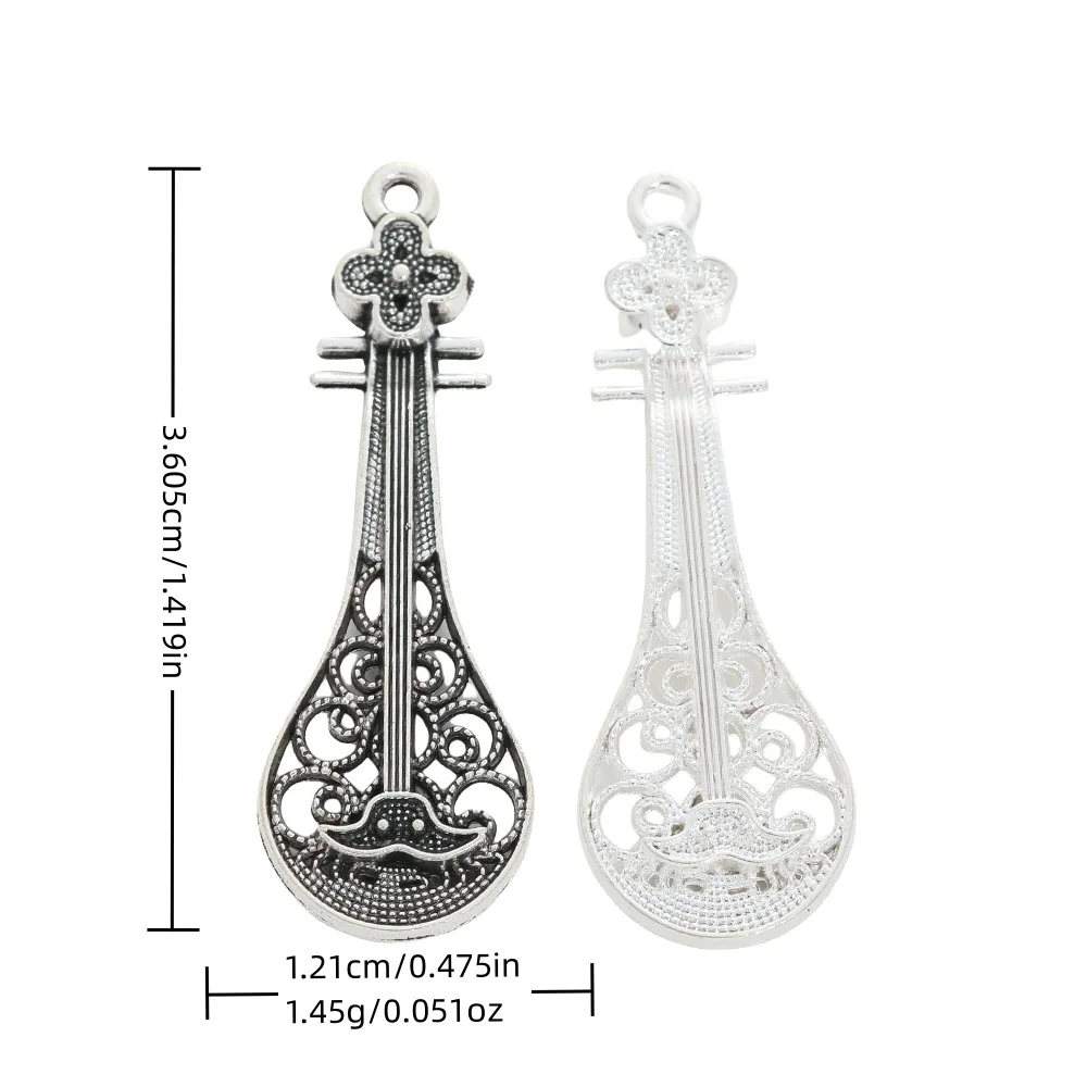 

10PCS DIY Retro Zinc Alloy Jewelry Accessories, Two-Color Optional Pipa Instrument Pendant Pendant