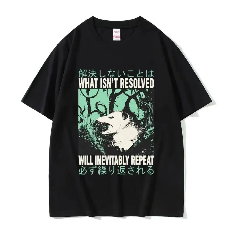 Camiseta divertida con gráfico de ratón y queso, diseño retro japonés con elementos de citas en inglés, camiseta informal elegante de manga corta para uso diario