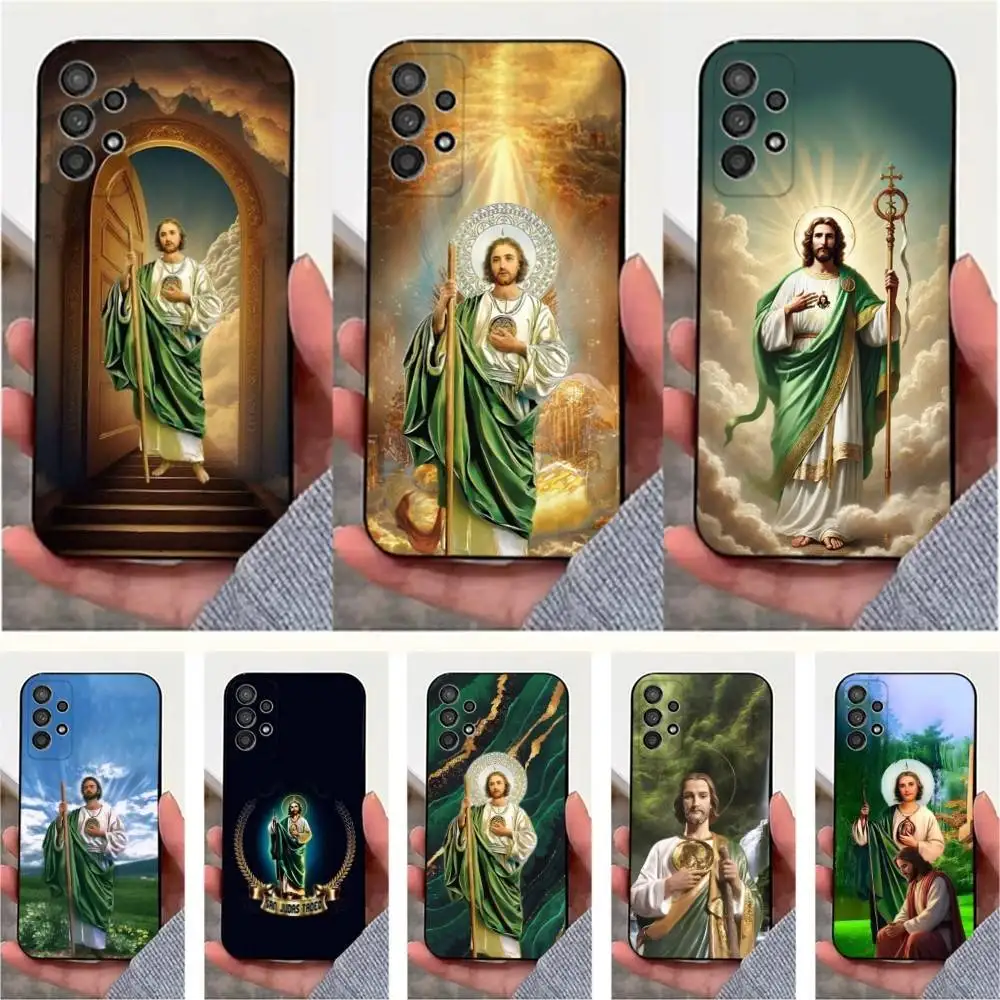 Casing Ponsel San J-Judas Tadeo Belief Untuk Samsung S25,S24,S23,S22,S20,S21,S10,Ultra,Plus,Lite,FE, Penutup Silikon Lembut Warna Hitam