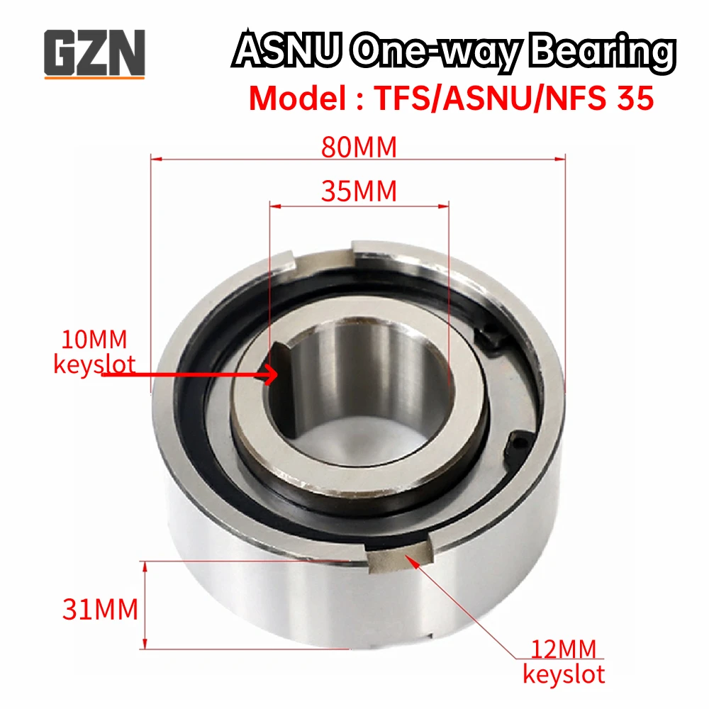 

1PCS ASNU35 NFS35 TFS35 35X80X31 MM Unidirectional Bearing Unidirectional Clutch Check Bearing with Keyway