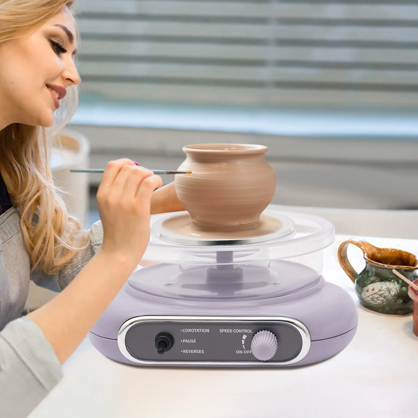 

Мини-гончарная машина, 24 Вт, комплект 0-200 об/мин, электрическая гончарная машина с регулируемой скоростью, 400 г/0,88 фунтов, мини-глина, гончарная машина