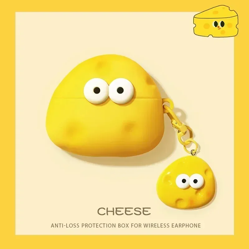 3D Bread Cheese Cartoon Case for AirPods 4 2024 New Silicone Earphone Charging Case for AirPods Pro 2 Cover for AirPods 3