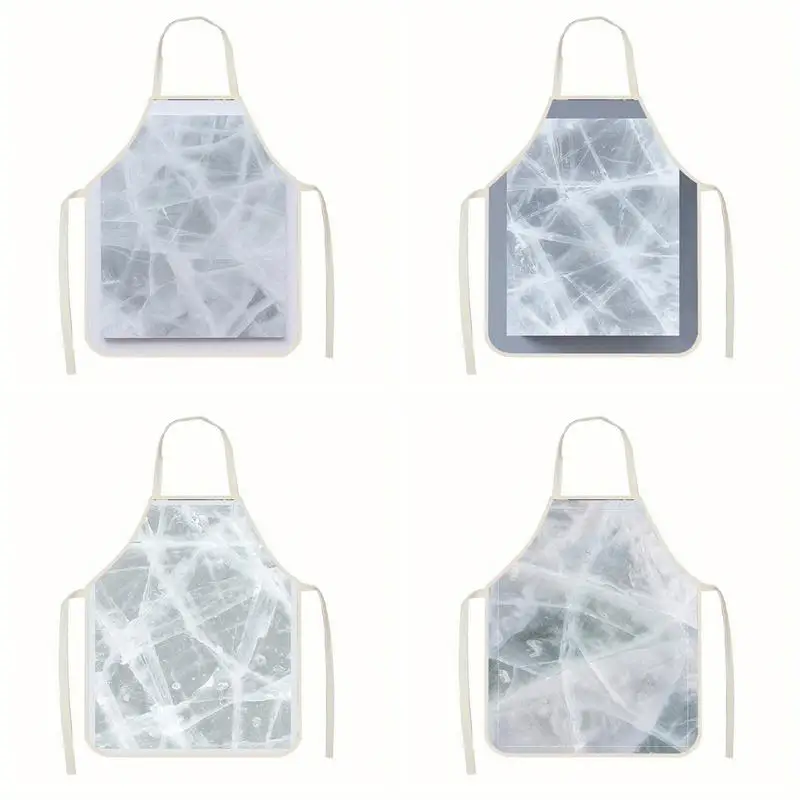 

Фартук с узором в виде ледяных кристаллов, льняной фартук, подходит для приготовления пищи на кухне, общения родителей и детей, рисования и других мероприятий.