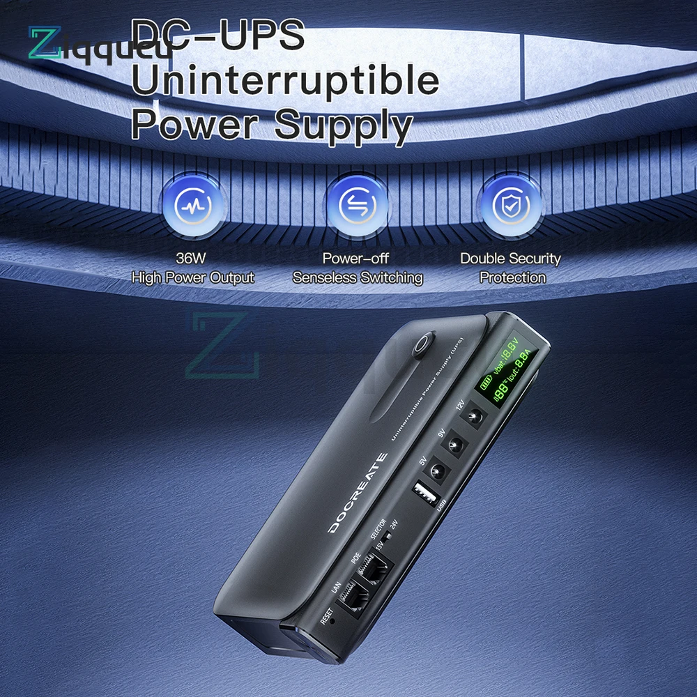 DC1036L 36 واط UPS الرقمية صندوق إمداد الطاقة غير المنقطعة 5 فولت/9 فولت/12 فولت/15 فولت/24 فولت مخرجات متعددة لجهاز التوجيه الأجهزة المنزلية-بدون بطارية #2