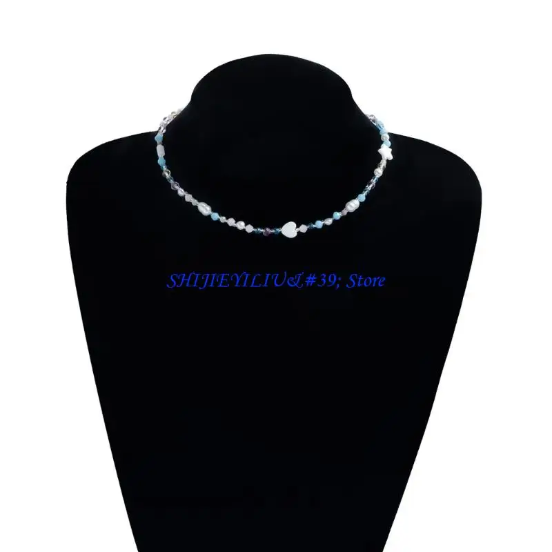 E21F Elegant Resin Heart Shaped Bead Necklace Adjustable Length Casual Wear
