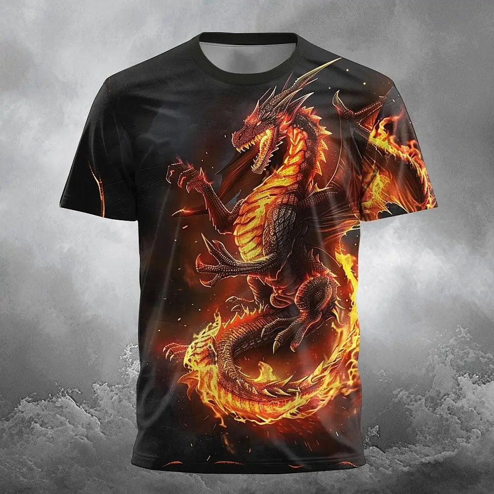 Dragon Designer Gothic Men's 3D Print T shirt Tee Party Street Casual T shirt Black 1 Black Short Sleeve Crew Neck Shirt Summer