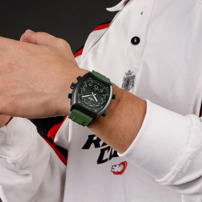 NAVIFORCE Men Dual Display Watch 3ATM Waterproof Luminous Silicone Strap Sport Casual Wristwatch Gifts box view 3