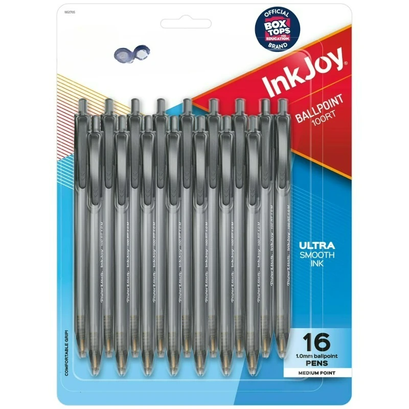 

Retractable Ballpoint Pens, Medium Point, Black, 16 Count