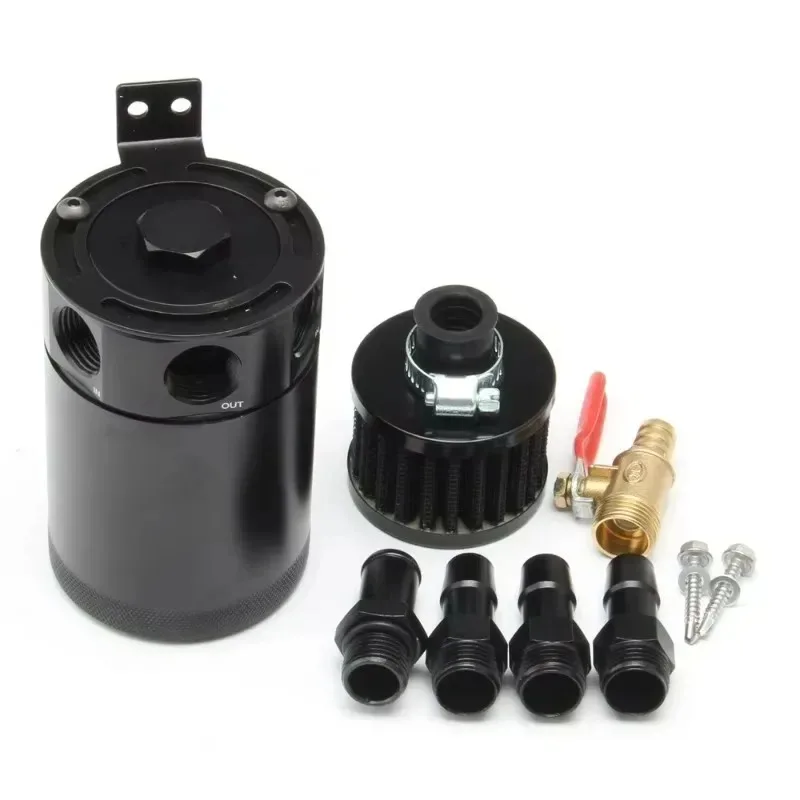 

Universal Air Oil Separator Car 2-Port/3-Port Oil Catch Can with Breathing Filter and Oil Drain Valve Filter Fuel Line