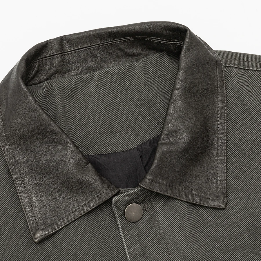 Hommes manteau Couple printemps automne vêtements d'extérieur hommes japonais Streetwear mode ample décontracté col en cuir Vintage Cargo veste