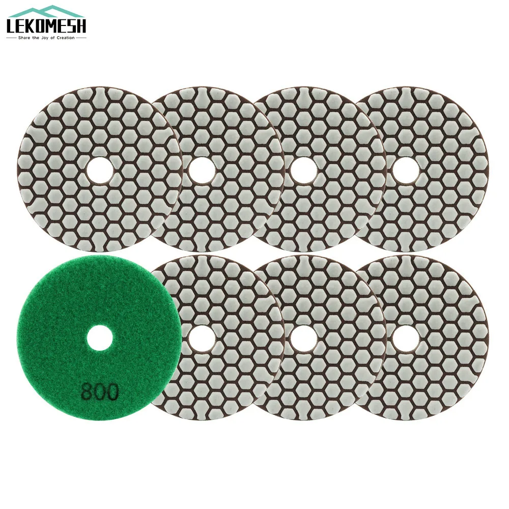 

LEKOMESH 8pcs Diamond Dry Polishing Pads Granite Marble #800 Sanding Disc Ceramic Stone 100mm/4'' Polisher Grinding Plate