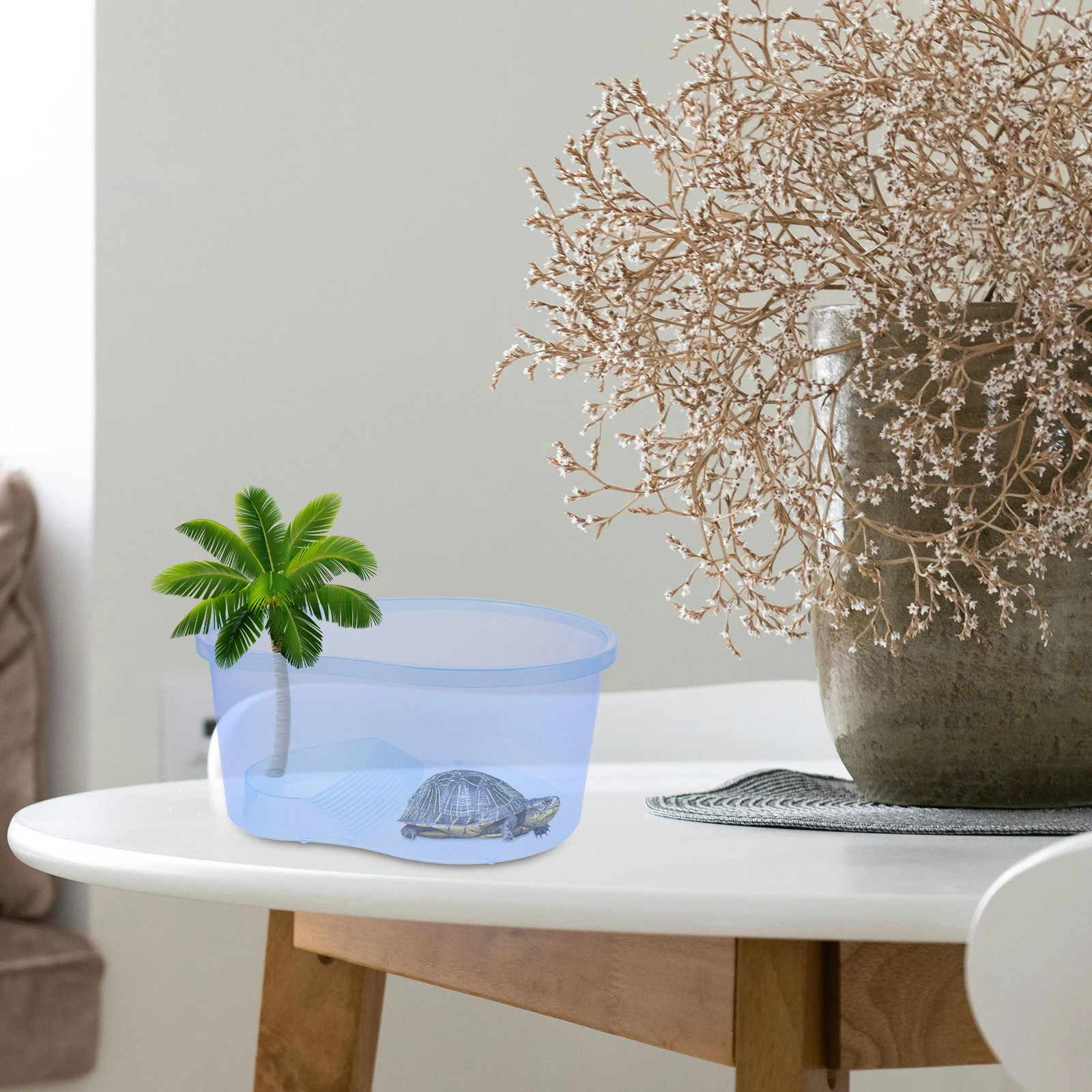 

Large Capacity With Basking Platform Deep Aquarium For Habitat Reptile Cage Plastic Tank Reptile Supplies Home Breeding Small