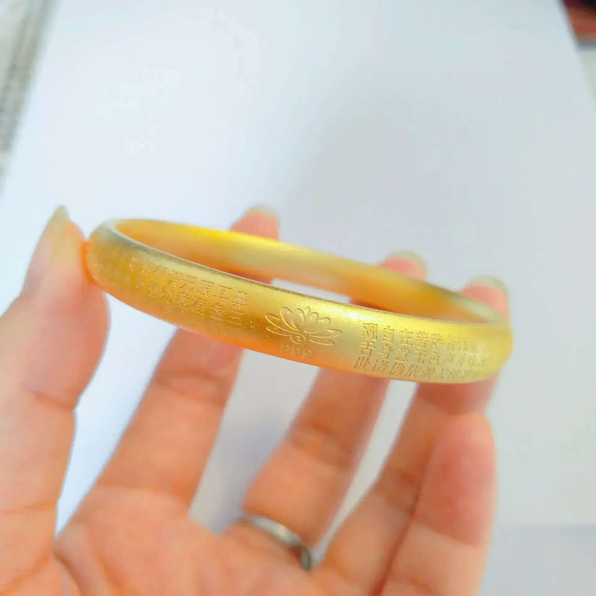 Eldorado Gold  9999 24K real gold Lotus Outer Heart Sutra Bracelet Inherited from Ancient Method 8mm Chinese National Style