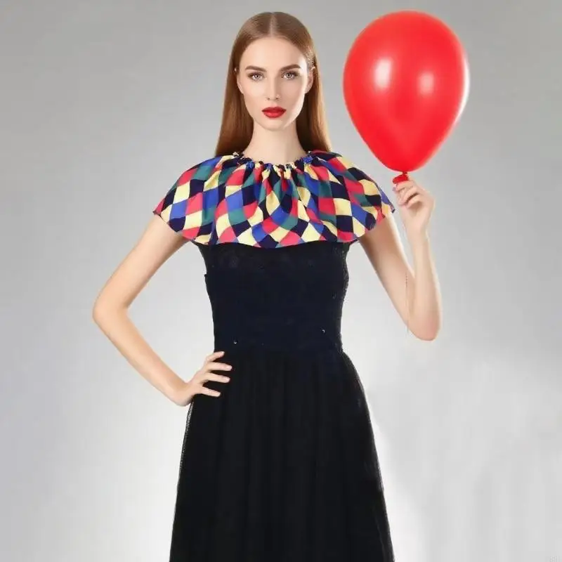 Professionelles Halloween-Clown-Kleidungsset mit abnehmbarem Kunstkragen und Ärmeln, Handgelenksmanschetten für Bühnenauftritte