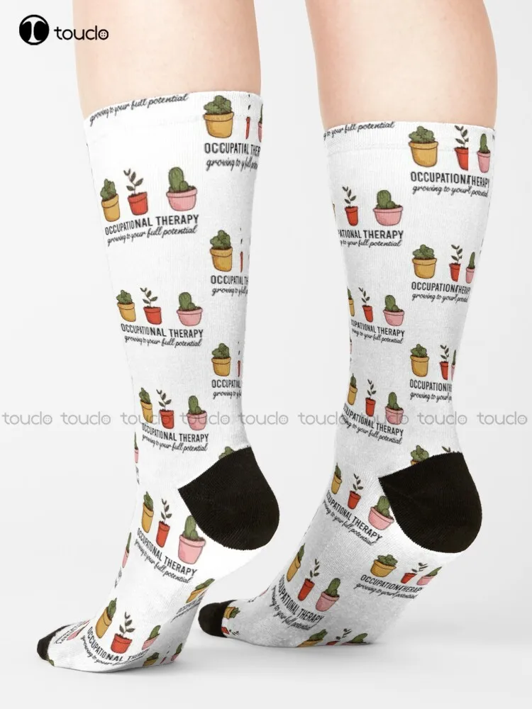 Occupational Therapy Occupational Therapist Ot Plant Icon Socks Black Socks Women Street Skateboard Socks Streetwear Harajuku