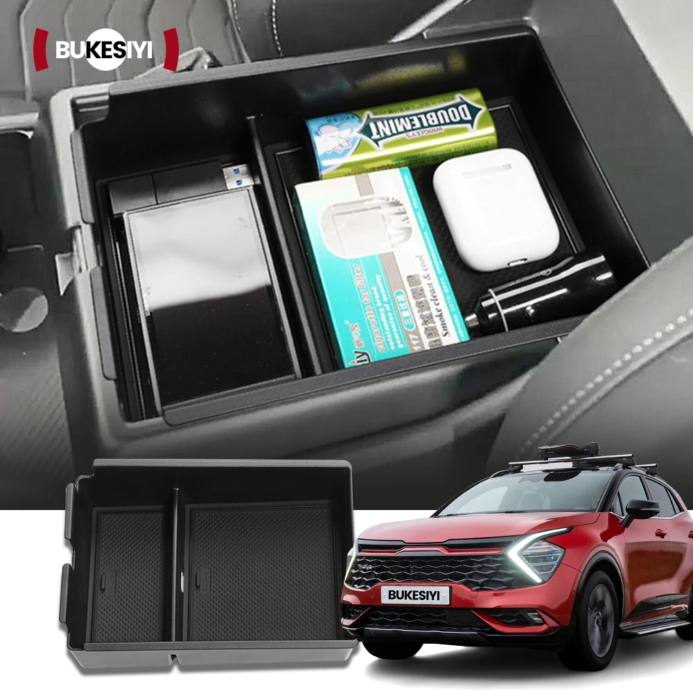 Caja de almacenamiento central para Reposabrazos de coche, contenedor organizador de guantes, accesorios interiores de coche, para Kia Sportage NQ5