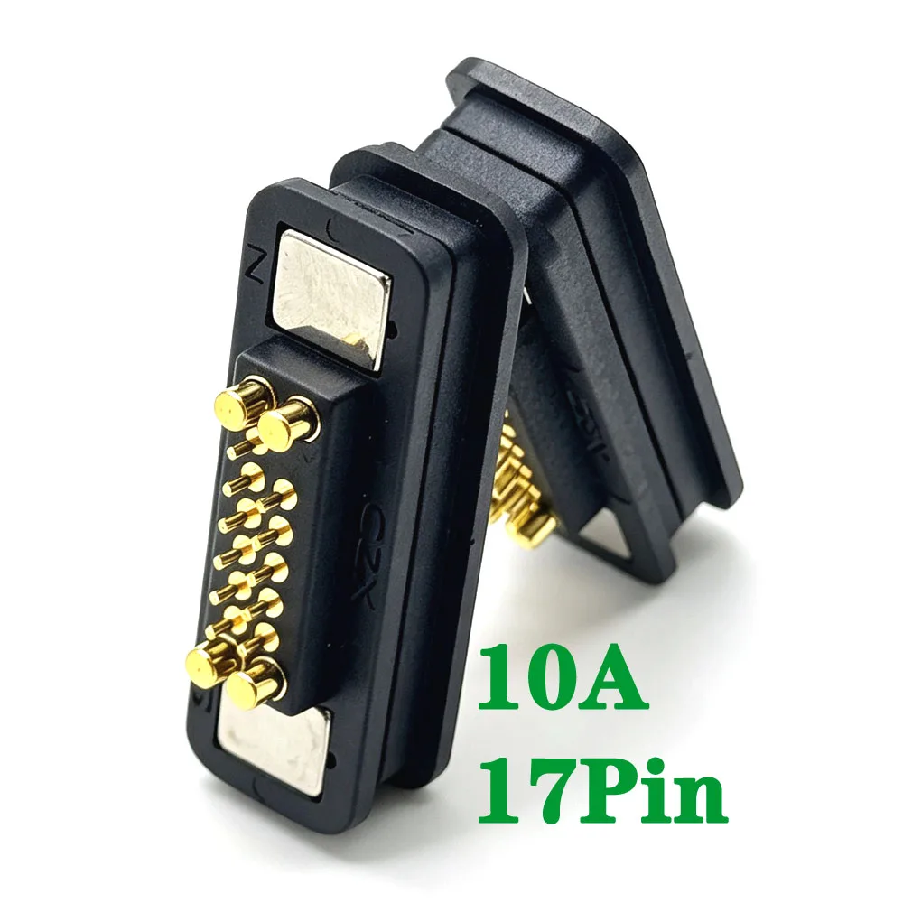 DC Magnetic Pogo Pin Connector 17Pin Pogopin Male Female Spring Loaded 10A High Current DC Power Socket Magnetic Connector