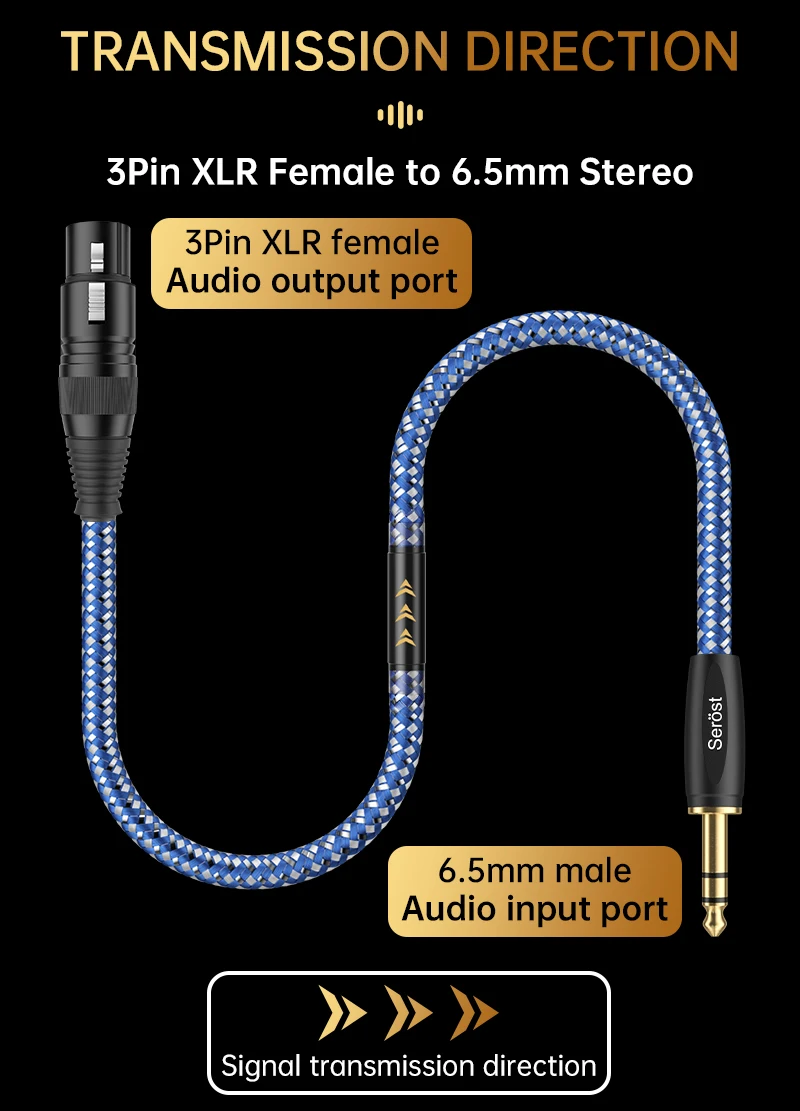 Serost StarPro HiFi 6,5mm Stereo zu XLR Balance Audio-Adapterkabel, versilbertes OFC für Mikrofon, Mischpult, Lautsprecher – Detail 2