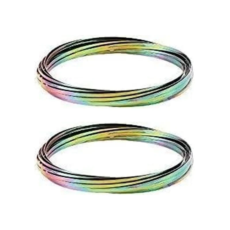 2Pcs Flow Ring Magic Bracelet Toy Metal Fastening Flow Rings Magic Hand Toy(Rainbow) Durable