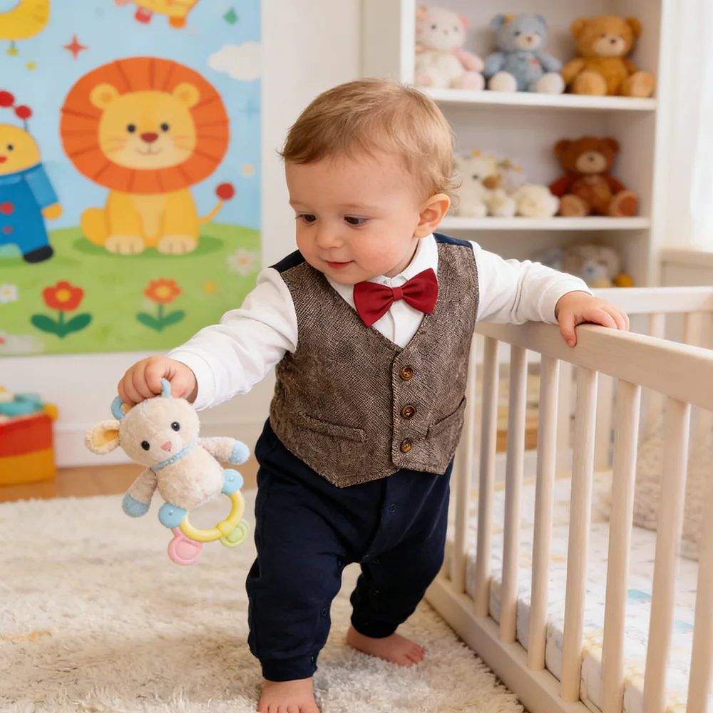 Baby Clothes New Born Boys Birthday Party Dress Baby Suits Jumpsuit Romper Cotton Newborn Baby Clothing Boy Outfits with Bow Tie