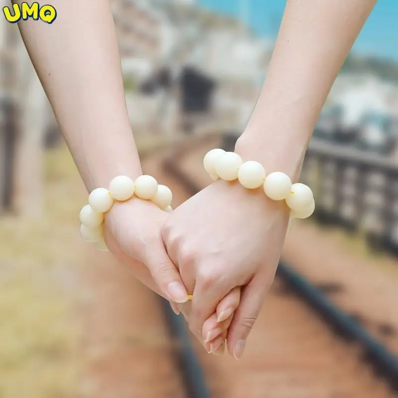 

White Jade Bodhi Roots High Density Smooth Round Beads Handstring Single Circle Zi Buddha Recitation Bracelet Cultural Play