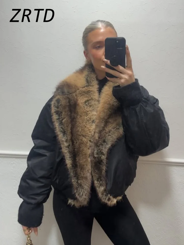 Street Faux Fur Patchwork Cropped Coats Women Loose Lapel Full Sleeve Pockets Warm Jackets 2026 Winter Lady Fashion Outwear Street Faux Fur Patchwork Cropped Coats Women Loose Lapel Full Sleeve Pockets Warm Jackets 2026 Winter Lady Fashion Outwear