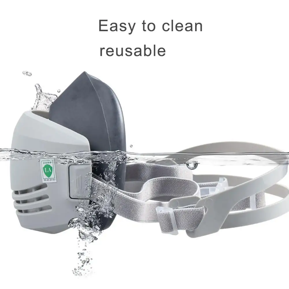 

Half Face Anti Haze Fog Safety Construction Grinding Gas Mask Use 1201 Filter Cotton Reusable Washable Dust-proof Respirator