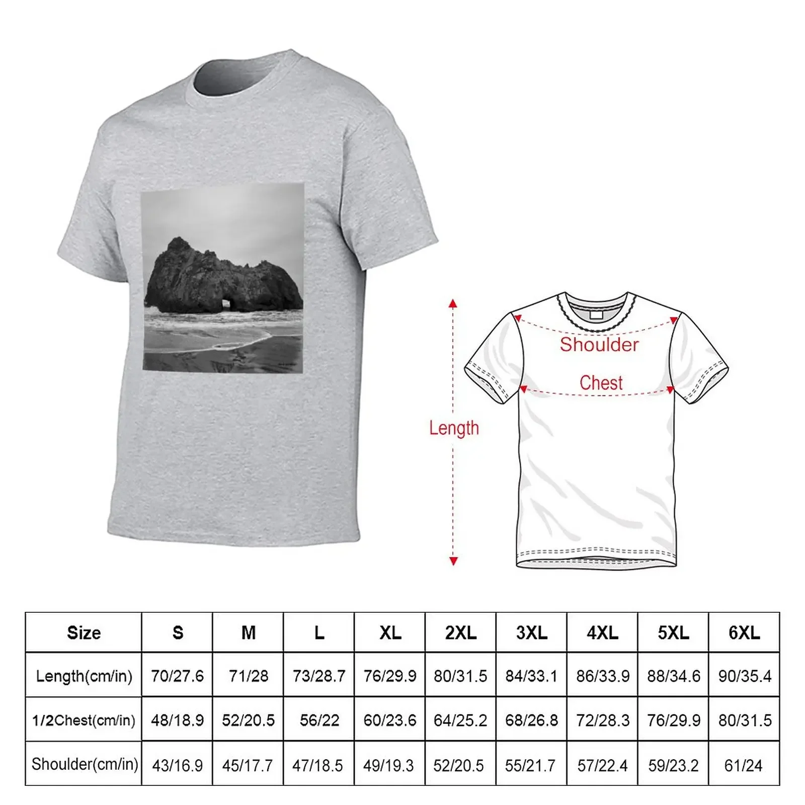 Pfeiffer Beach II BW T-Shirt customizeds plus sizes slim fit t shirts for men