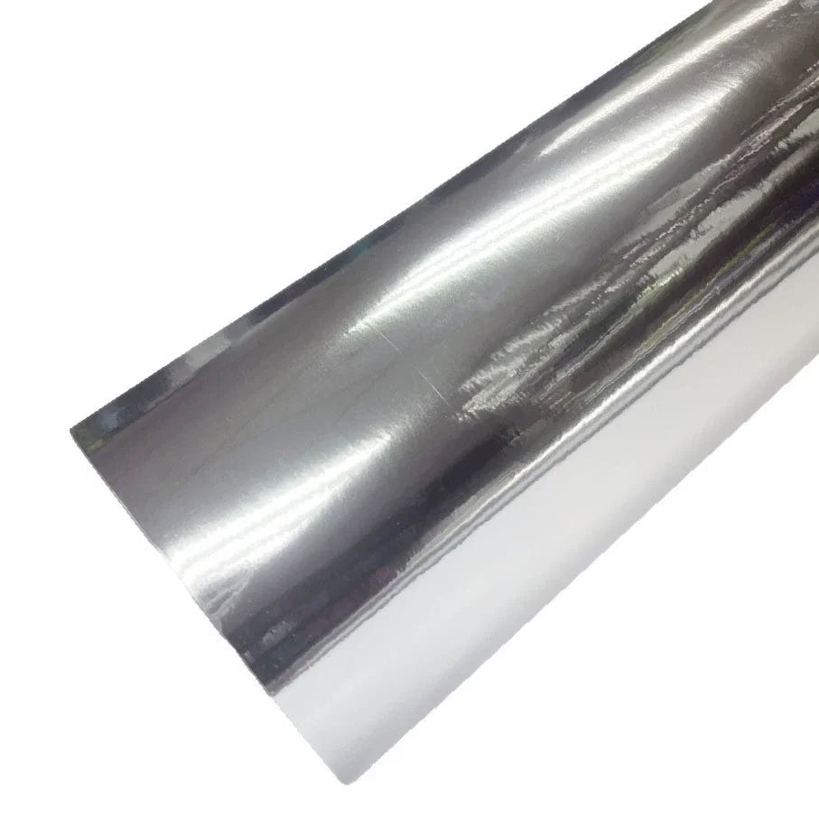 Premium Hochglänzende Dehnbare Chrom-Spiegel-Silber-Vinylfolie Selbstklebende Folienrolle mit Luftkanälen DIY-Aufkleberfolie
