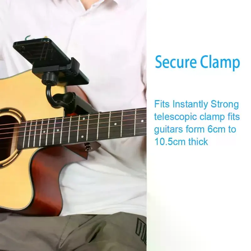 1Pc Guitar Phone Holder Hands-Free Adjustable Rotatable Guitar Mount For Guitars/Ukulele Non-slip Smartphone Mount Camera Clamp