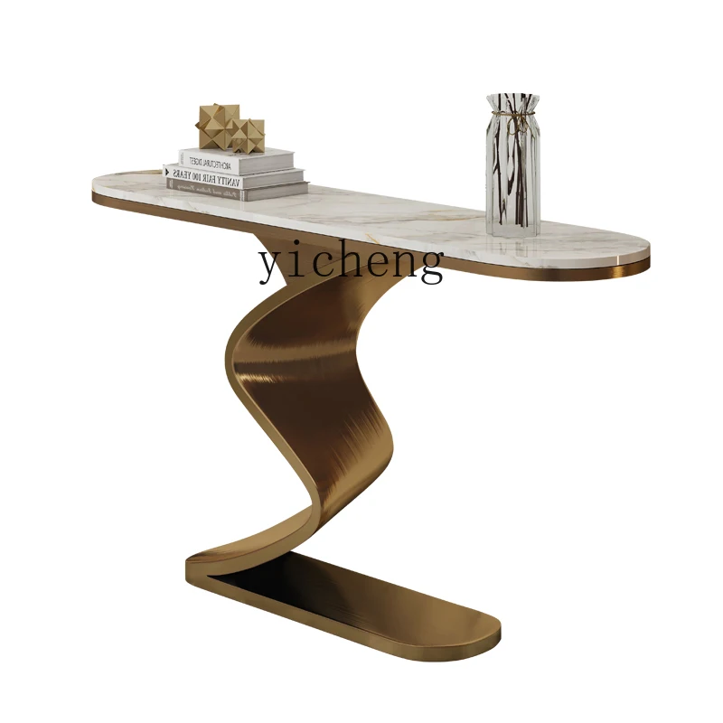 ZK Marble Console Tables Super Narrow Entrance Cabinet Villa Hotel Corridor a Long Narrow Table High Simple Side View