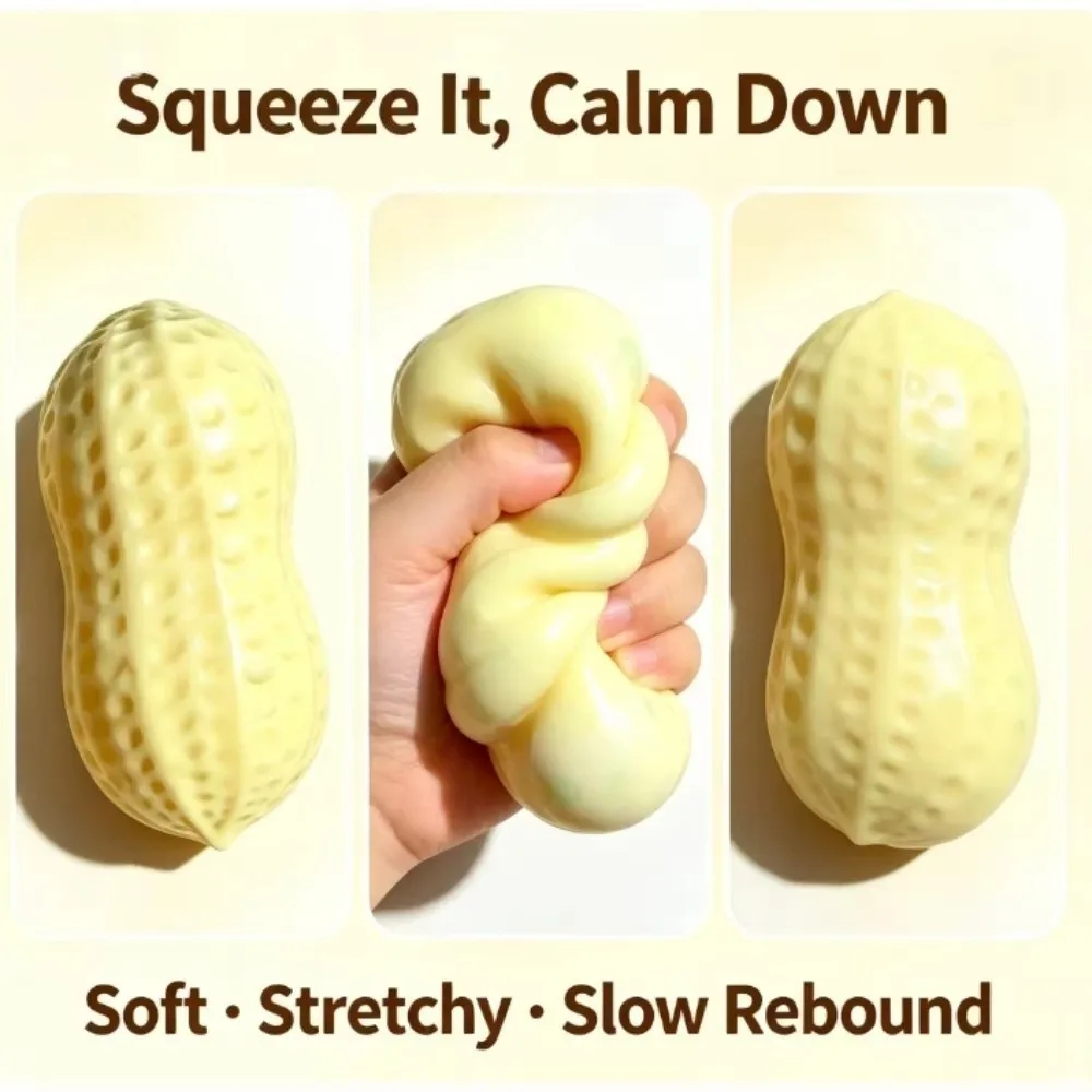 New TPR Peanut Squeeze Squeaky Peanut Shaped Sensory Fidget Slow Rebound Building Block Style Peanut Stress Sensory Play