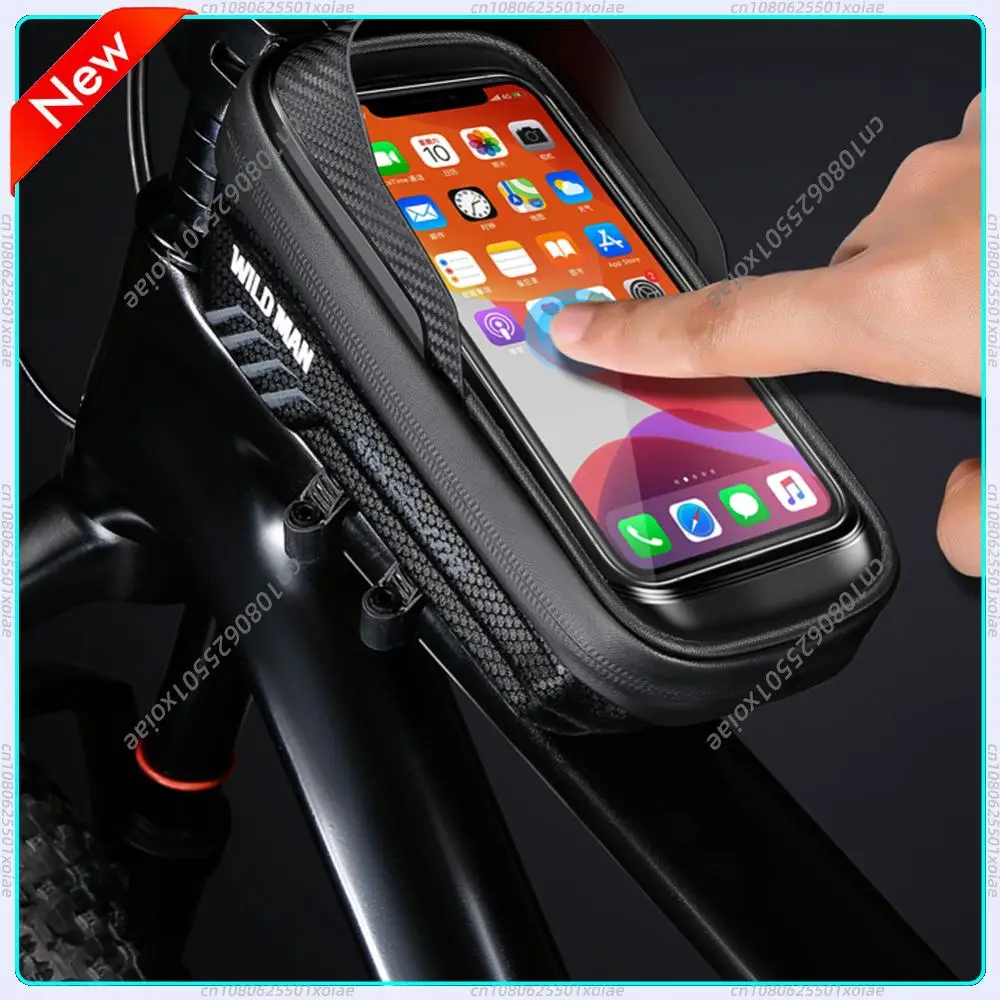 

Водонепроницаемая сумка на руль велосипеда 1 л с солнцезащитным козырьком, сумка на раму велосипеда с поддержкой сенсорного экрана, сумка на верхнюю трубу рамы велосипеда из ЭВА, аксессуары для шоссейных велосипедов