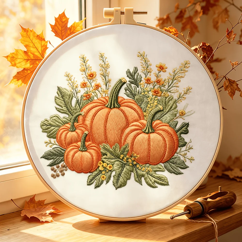 Embroidery Stitch Practice Kit Pre‑Printed Fabric Bamboo Hoop Thread Needles Learning Hand‑Stitching Craft Set