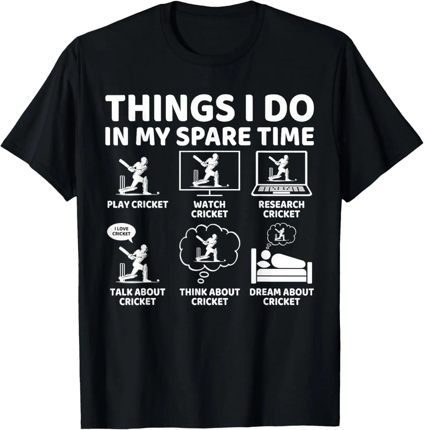 Things I Do in My Spare Time Funny Cricket Lover and Player T-Shirt Customizable Short Sleeve Tee Vintage Clothes Camisas
