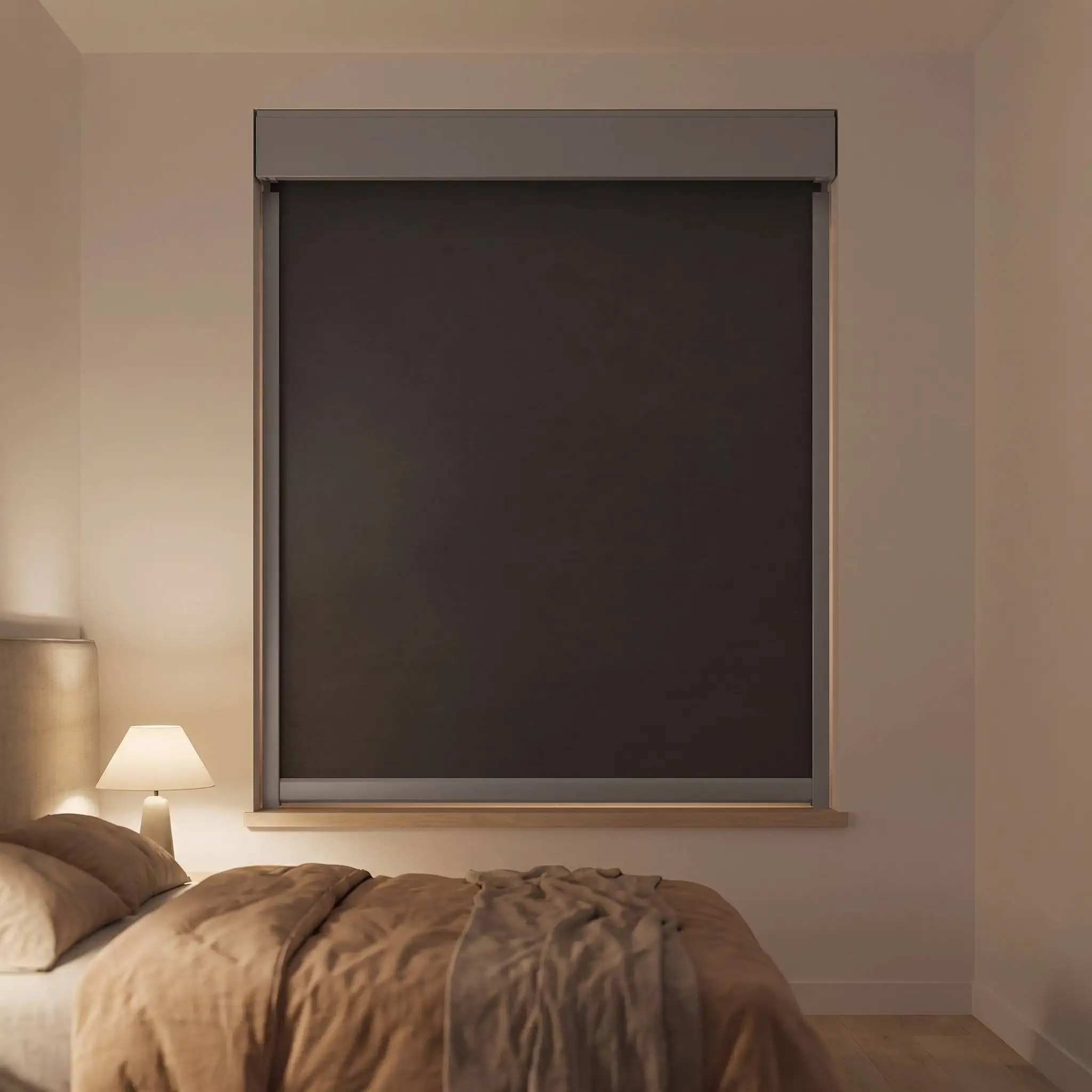 Cordless Blackout Roller Blinds with Side Channels Custom Size, Woven SK Fabric Zero Light Gap Child Safe Window Shades for Aust
