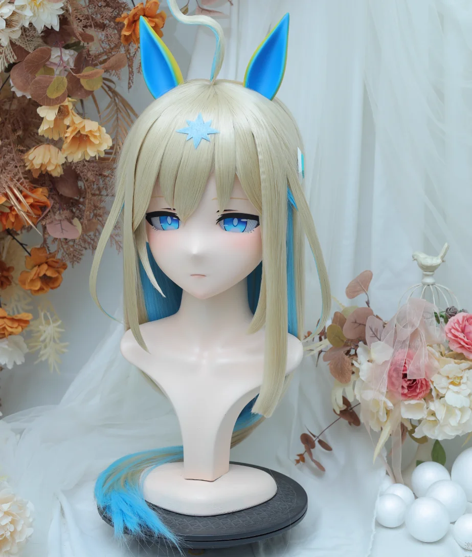 (NFD36--12)Customize Full Head With Lock Pretty Female/Girl Japanese Animego Character Kig Cosplay Kigurumi Mask Crossdress Doll