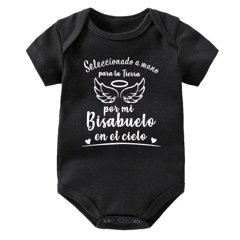 Seleccionado a mano para la Tierra por mi bisabuelo en el cielo Baby Bodysuit Cotton Short Sleeve Body Baby Boy Girl Rompers