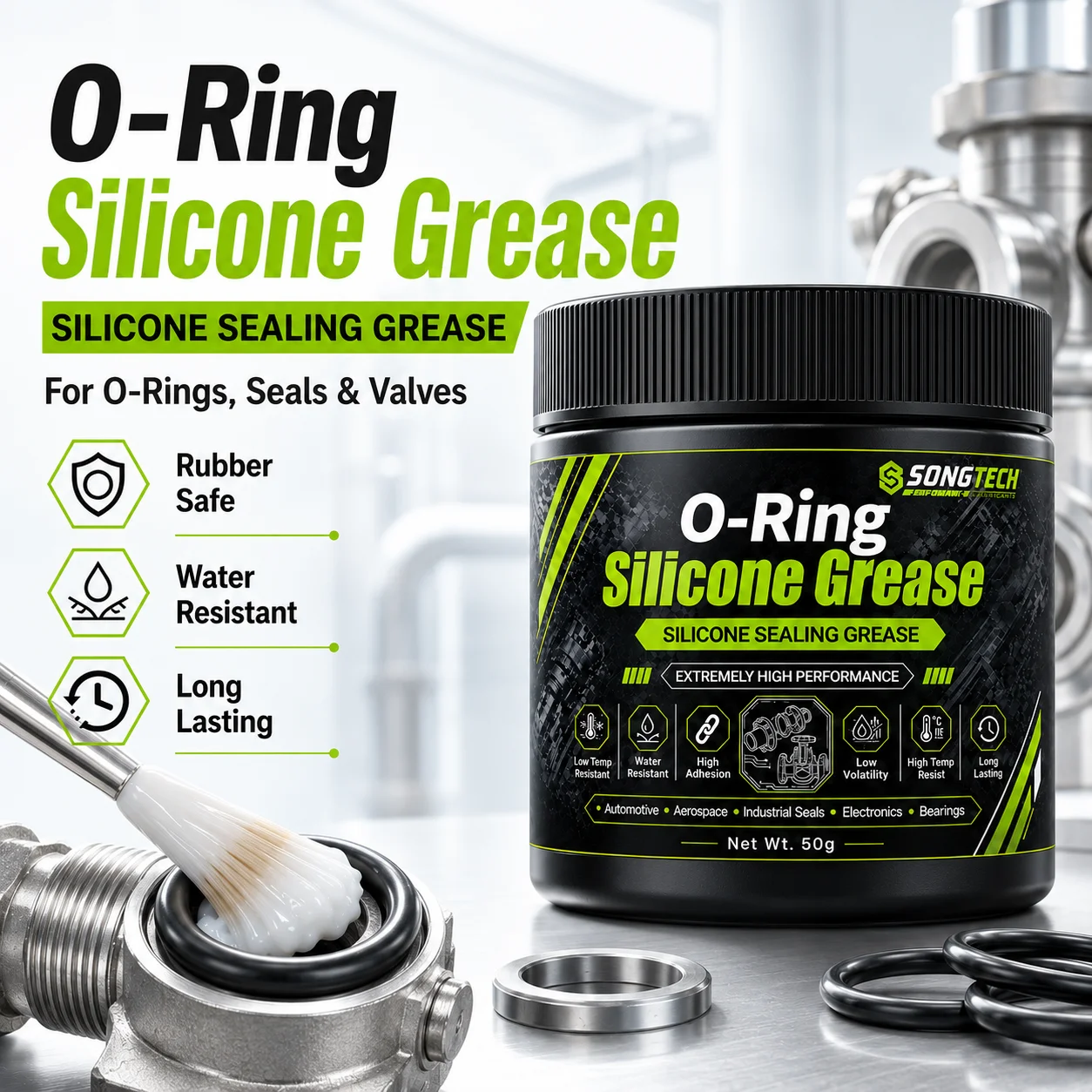 Waterproof O-Ring Grease Silicone Lubricant Plumbers Grease for Car Rubber Gaskets Seals Valves Faucet Pool Pump