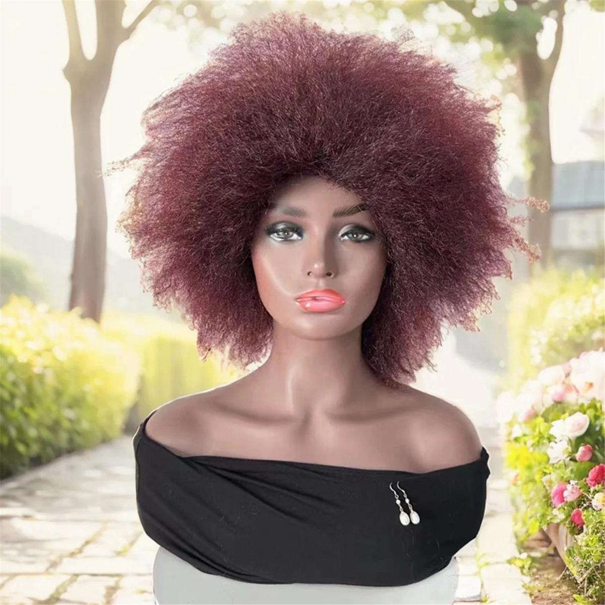 A72Z Kurze lockige Perücken für Frauen, Afro-Perücke, natürliche schwarze kurze Locken-Afro-Perücke, B